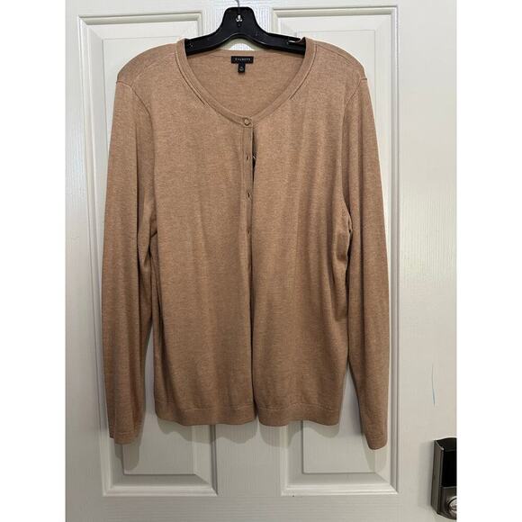 Talbots Women's Brown Metallic Charming Crew Neck Cardigan Sweater Size XL - Picture 2 of 7